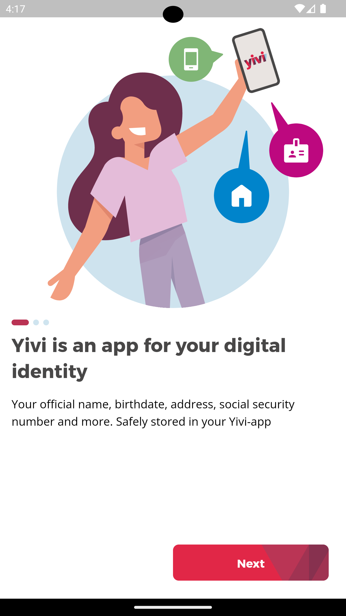 Screenshot of the Yivi app, showing the introduction screen